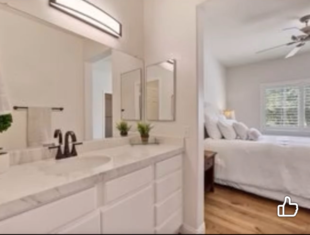 Bauhaus-inspired bedroom staging detail